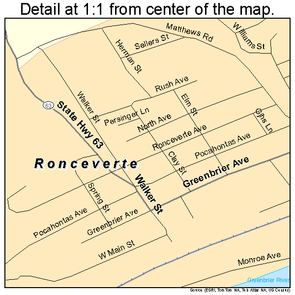 Ronceverte, West Virginia road map detail