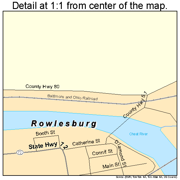 Rowlesburg, West Virginia road map detail