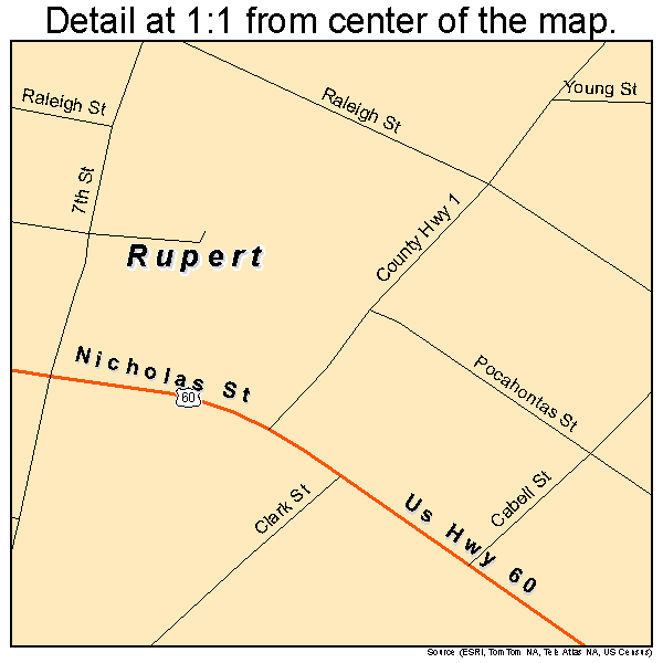 Rupert, West Virginia road map detail