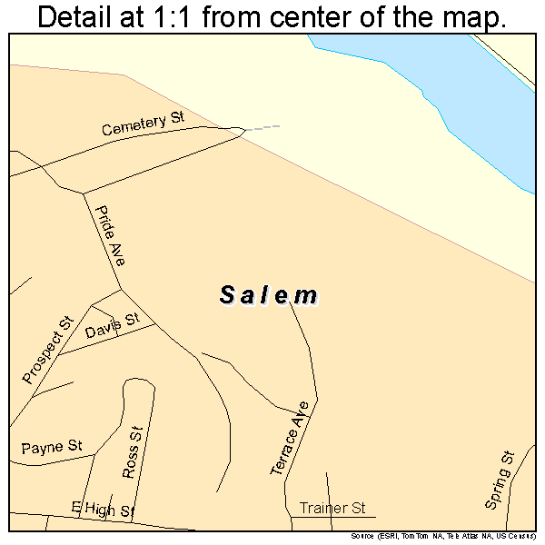 Salem, West Virginia road map detail