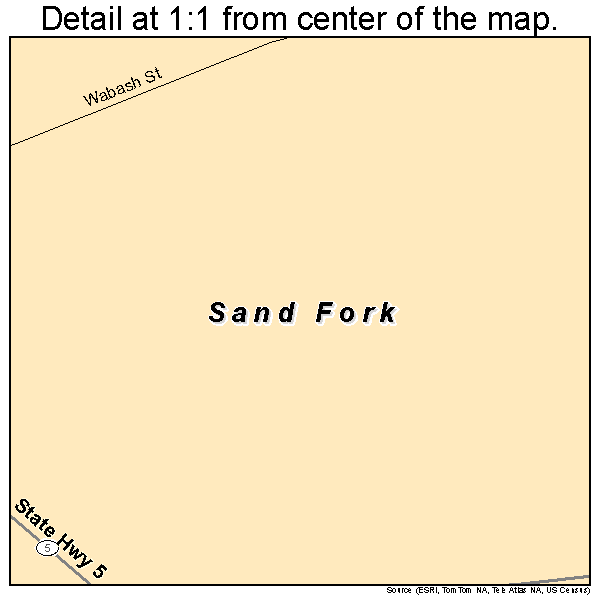 Sand Fork, West Virginia road map detail