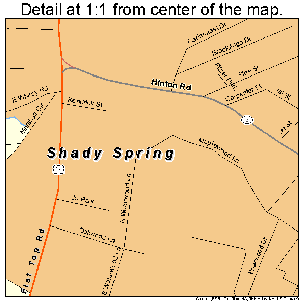 Shady Spring, West Virginia road map detail