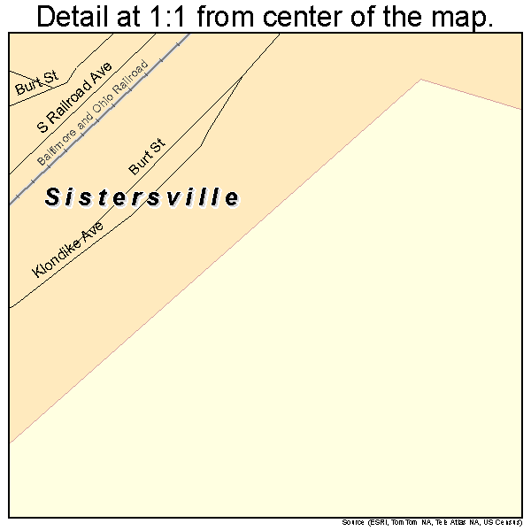 Sistersville, West Virginia road map detail