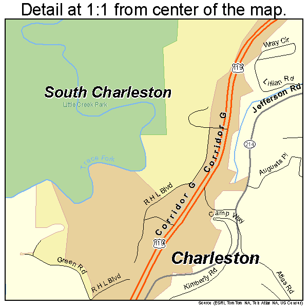 South Charleston, West Virginia road map detail