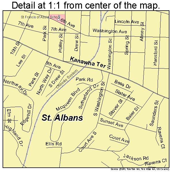 St. Albans, West Virginia road map detail