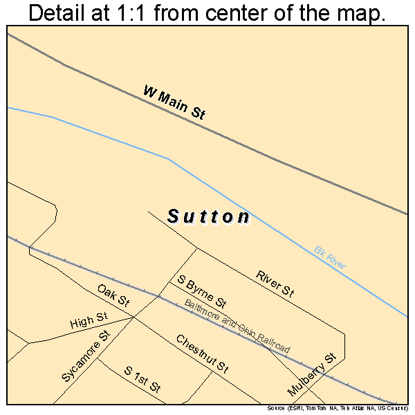 Sutton, West Virginia road map detail