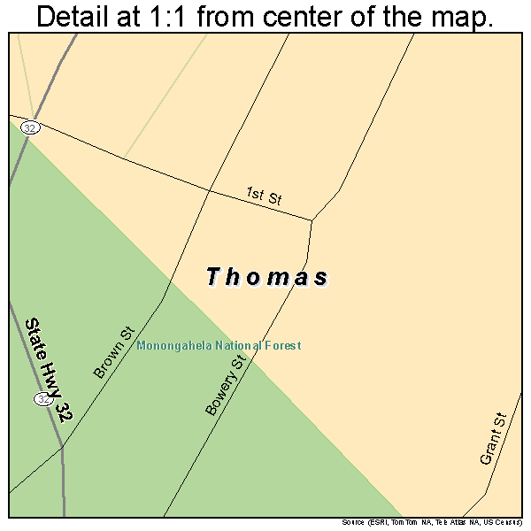 Thomas, West Virginia road map detail