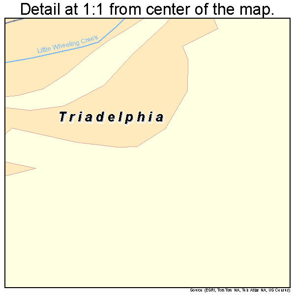 Triadelphia, West Virginia road map detail