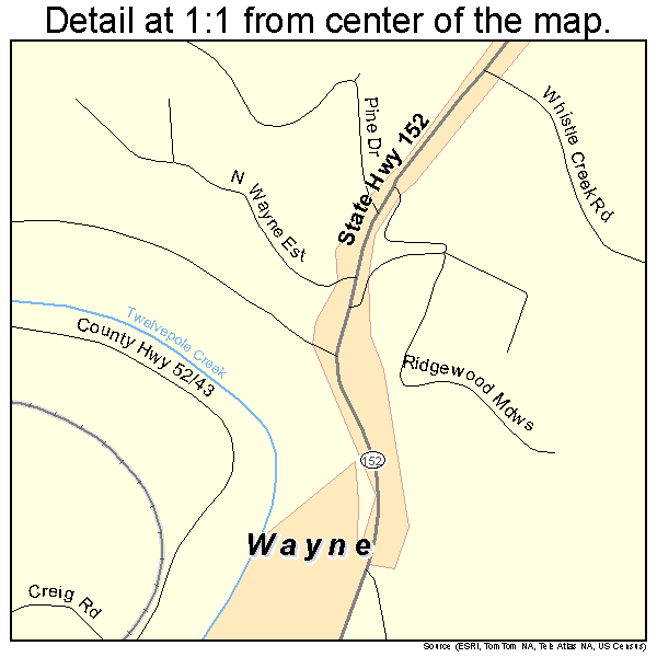 Wayne, West Virginia road map detail