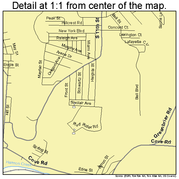 Weirton, West Virginia road map detail