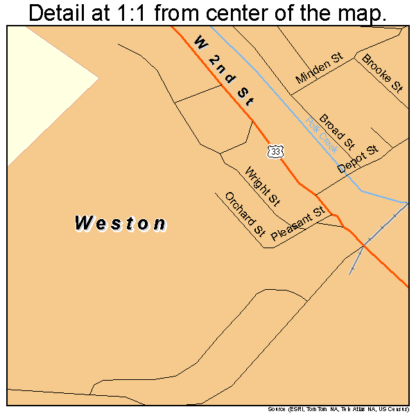 Weston, West Virginia road map detail