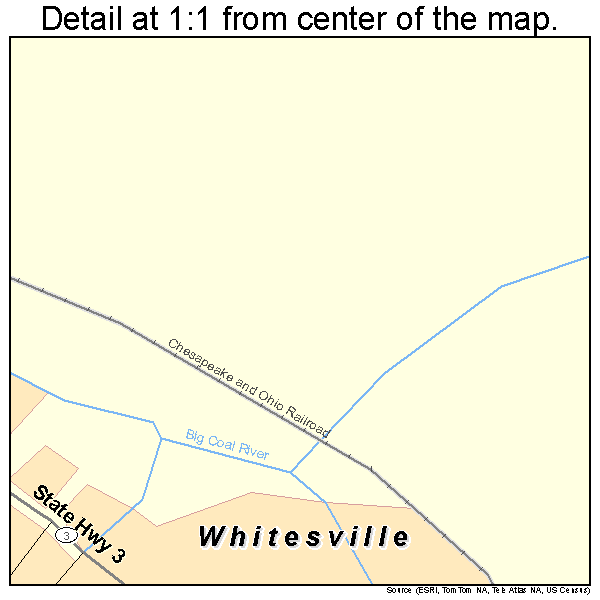 Whitesville, West Virginia road map detail