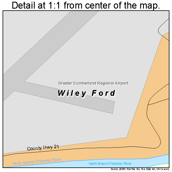 Wiley Ford, West Virginia road map detail