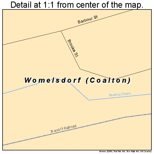 Womelsdorf (Coalton), West Virginia road map detail