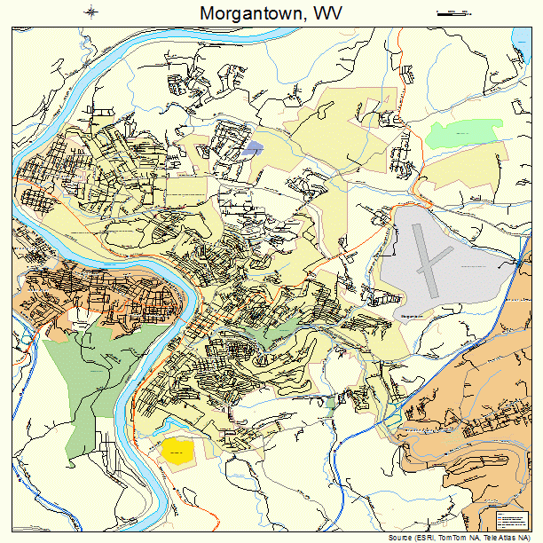 Morgantown, WV street map