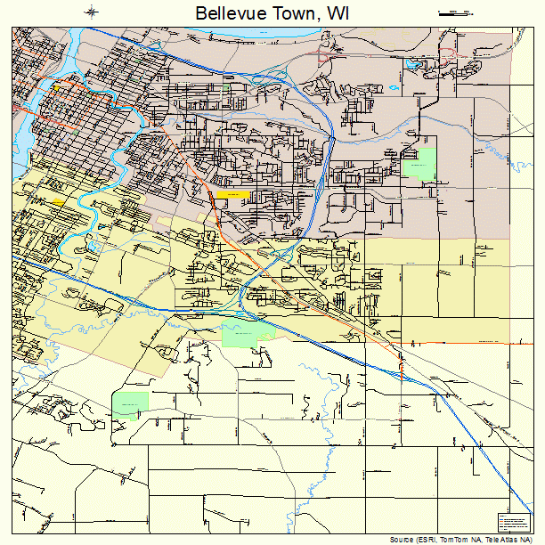 Bellevue Town, WI street map