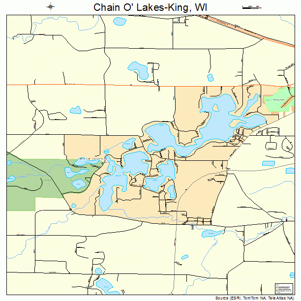 Chain O' Lakes-King, WI street map