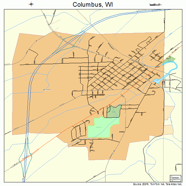 Columbus, WI street map