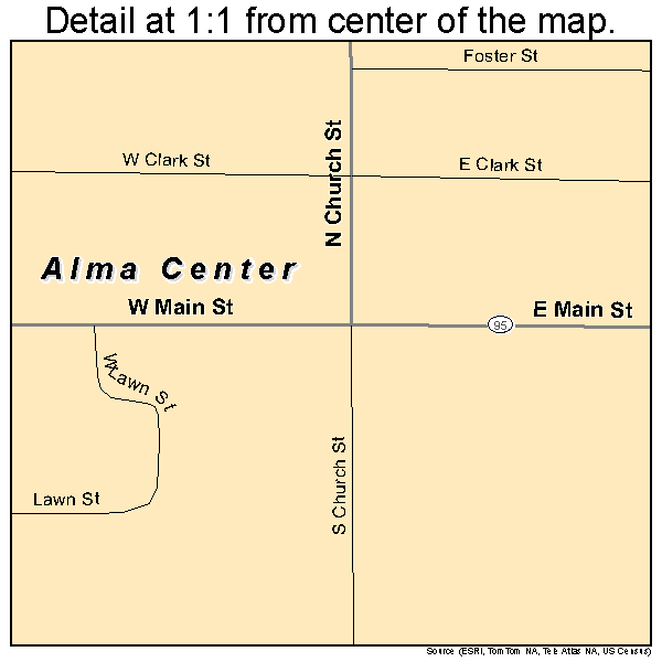Alma Center, Wisconsin road map detail