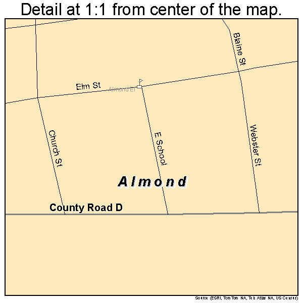 Almond, Wisconsin road map detail