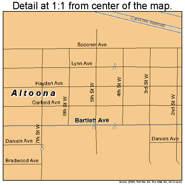 Altoona, Wisconsin road map detail