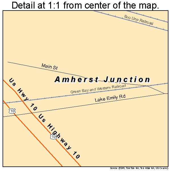 Amherst Junction, Wisconsin road map detail