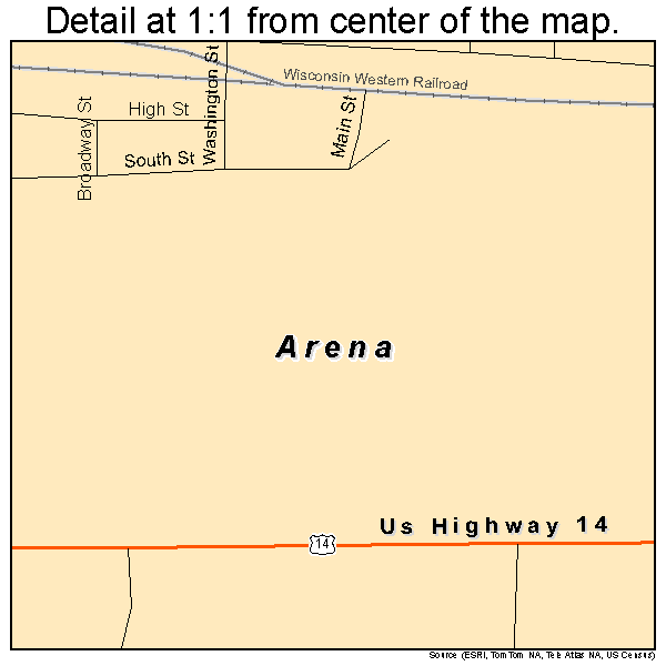 Arena, Wisconsin road map detail