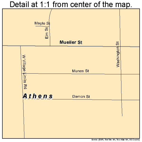 Athens, Wisconsin road map detail