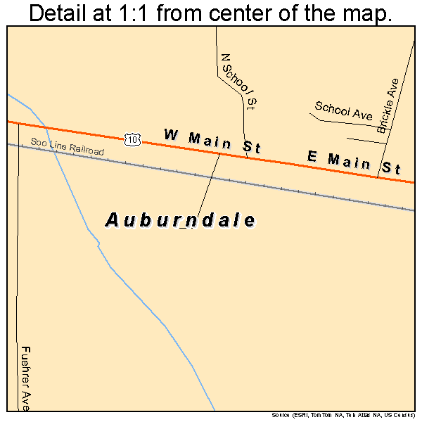 Auburndale, Wisconsin road map detail