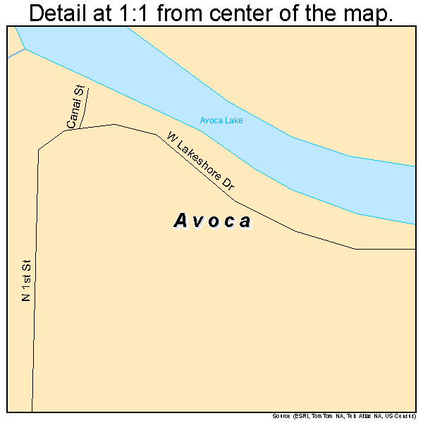 Avoca, Wisconsin road map detail