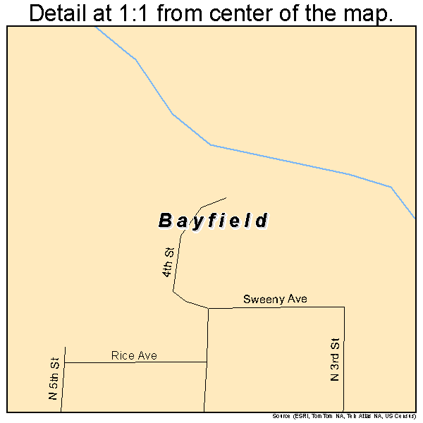 Bayfield, Wisconsin road map detail