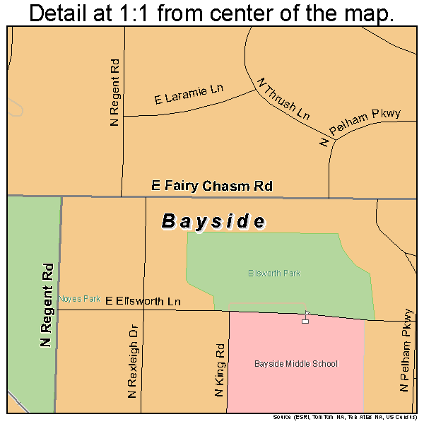 Bayside, Wisconsin road map detail