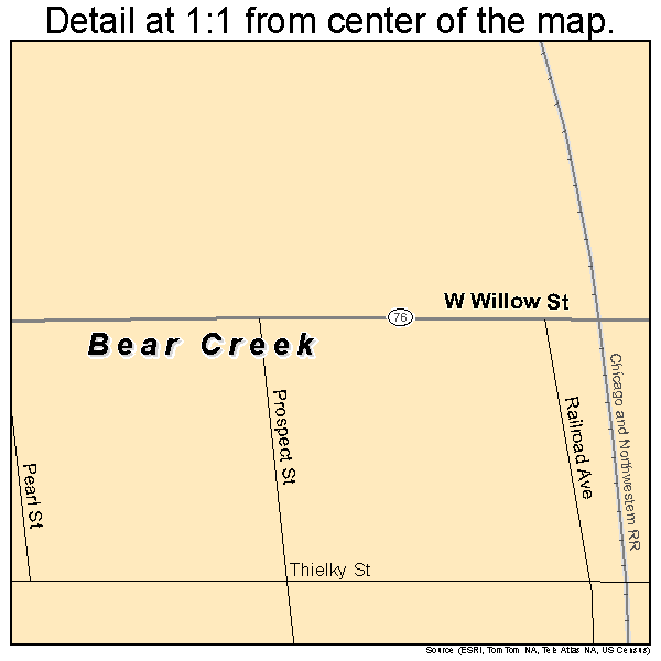 Bear Creek, Wisconsin road map detail