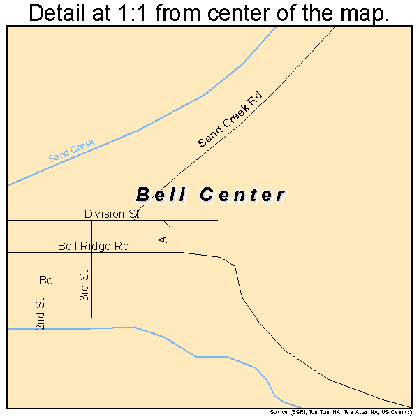 Bell Center, Wisconsin road map detail