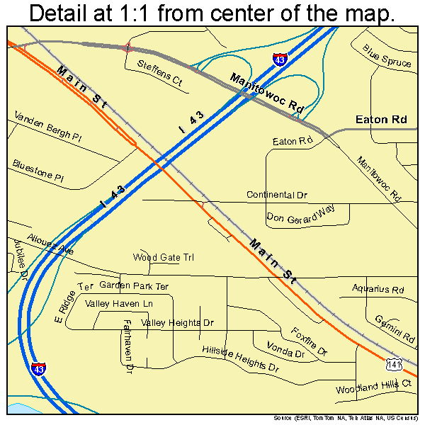 Bellevue Town, Wisconsin road map detail