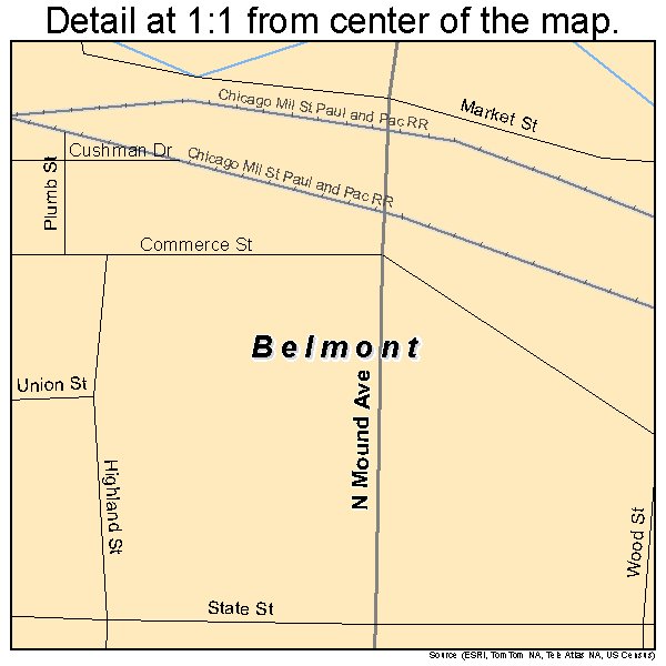 Belmont, Wisconsin road map detail