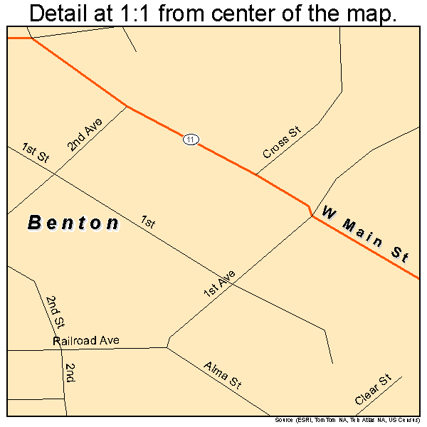 Benton, Wisconsin road map detail