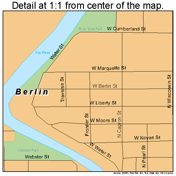 Berlin, Wisconsin road map detail