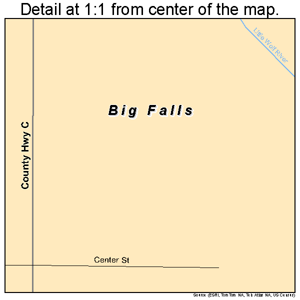 Big Falls, Wisconsin road map detail