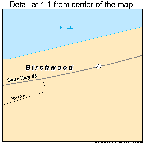 Birchwood, Wisconsin road map detail