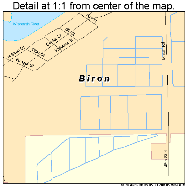 Biron, Wisconsin road map detail