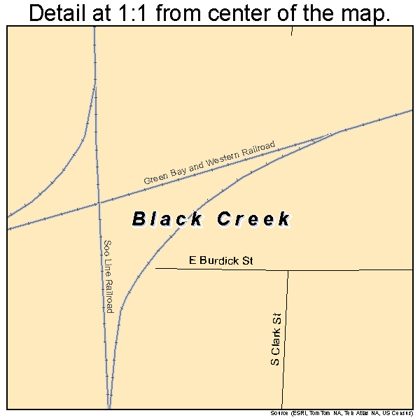 Black Creek, Wisconsin road map detail