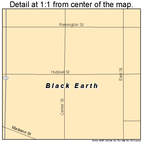 Black Earth, Wisconsin road map detail