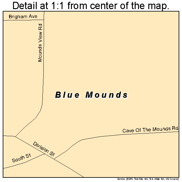 Blue Mounds, Wisconsin road map detail