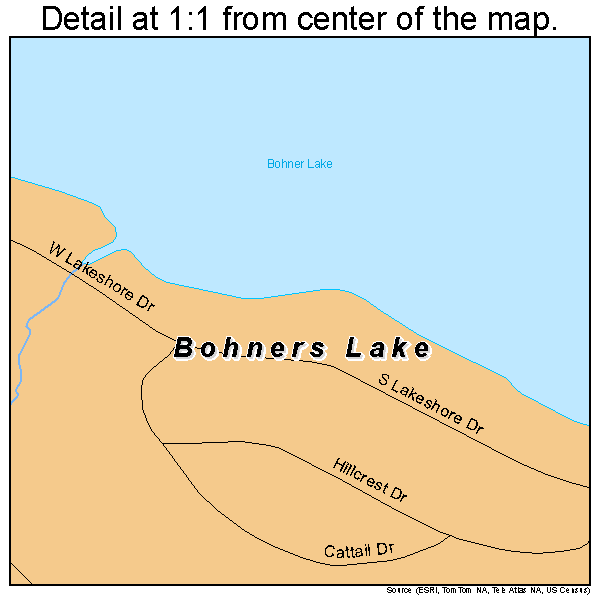 Bohners Lake, Wisconsin road map detail