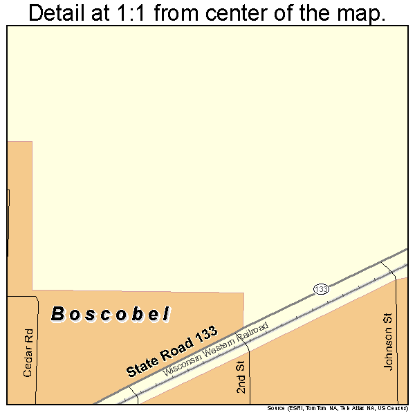 Boscobel, Wisconsin road map detail