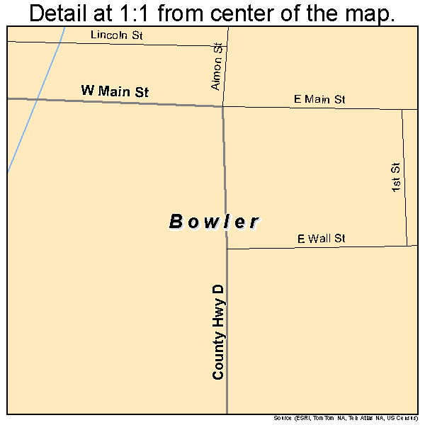 Bowler, Wisconsin road map detail