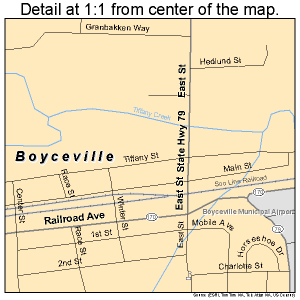 Boyceville, Wisconsin road map detail