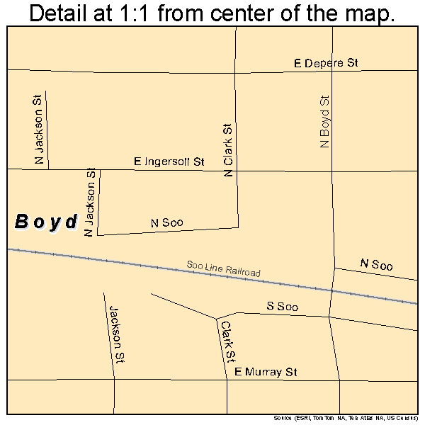 Boyd, Wisconsin road map detail
