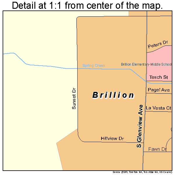 Brillion, Wisconsin road map detail
